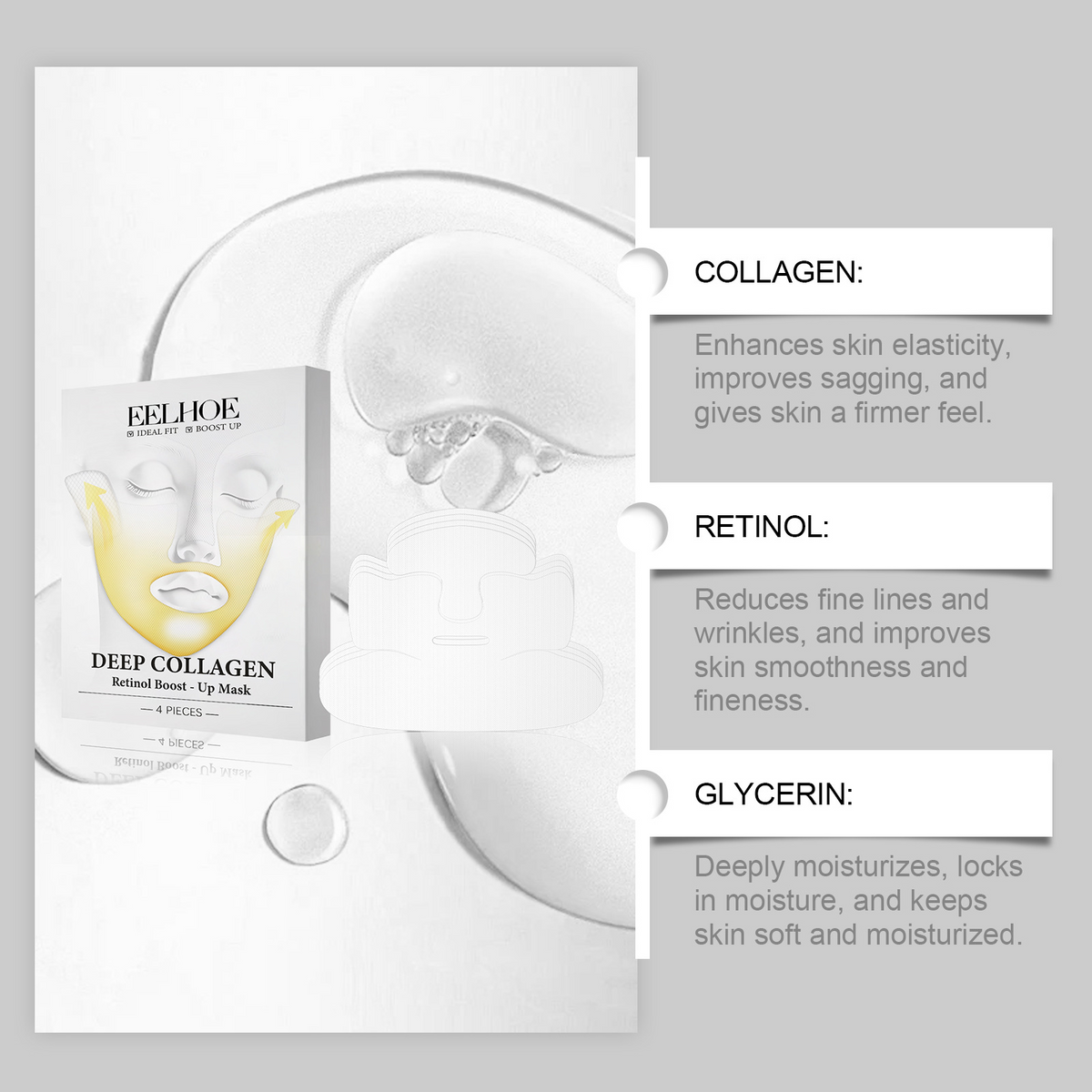 Collagen Glow Face Mask – Hydrating Skincare (4-Pack)